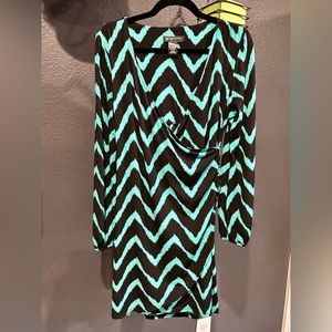 INC LP Long Sleeve Jersey wrap mini dress